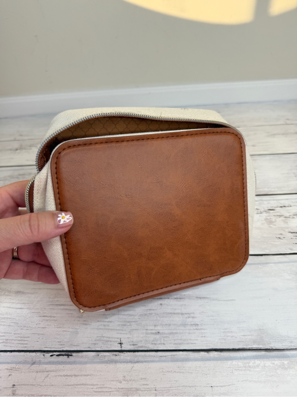 Lanvin Cream & Tan Canvas Travel Cosmetic Case - Picture 3 of 3